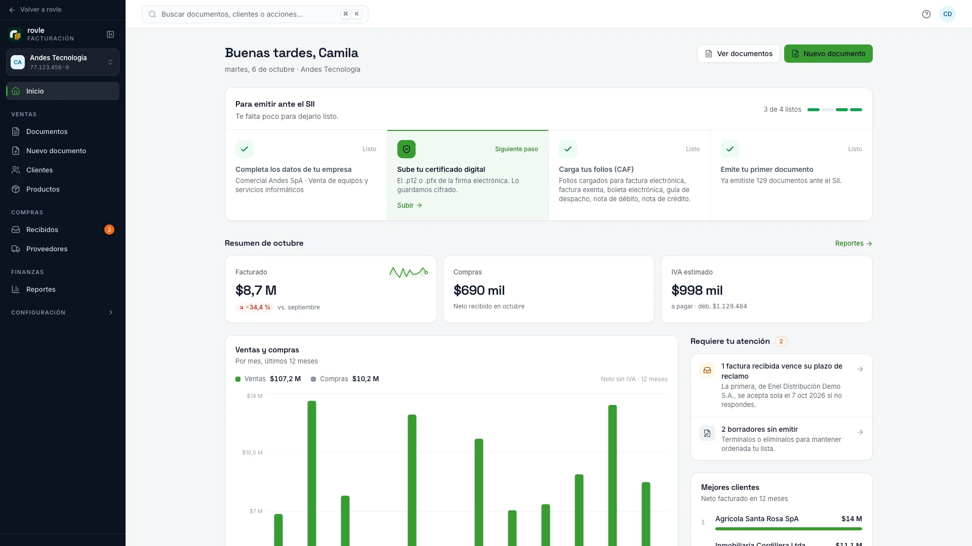 Rovle Facturador · datos de ejemplo